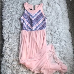 IZ Byer girls pink long sequin dress